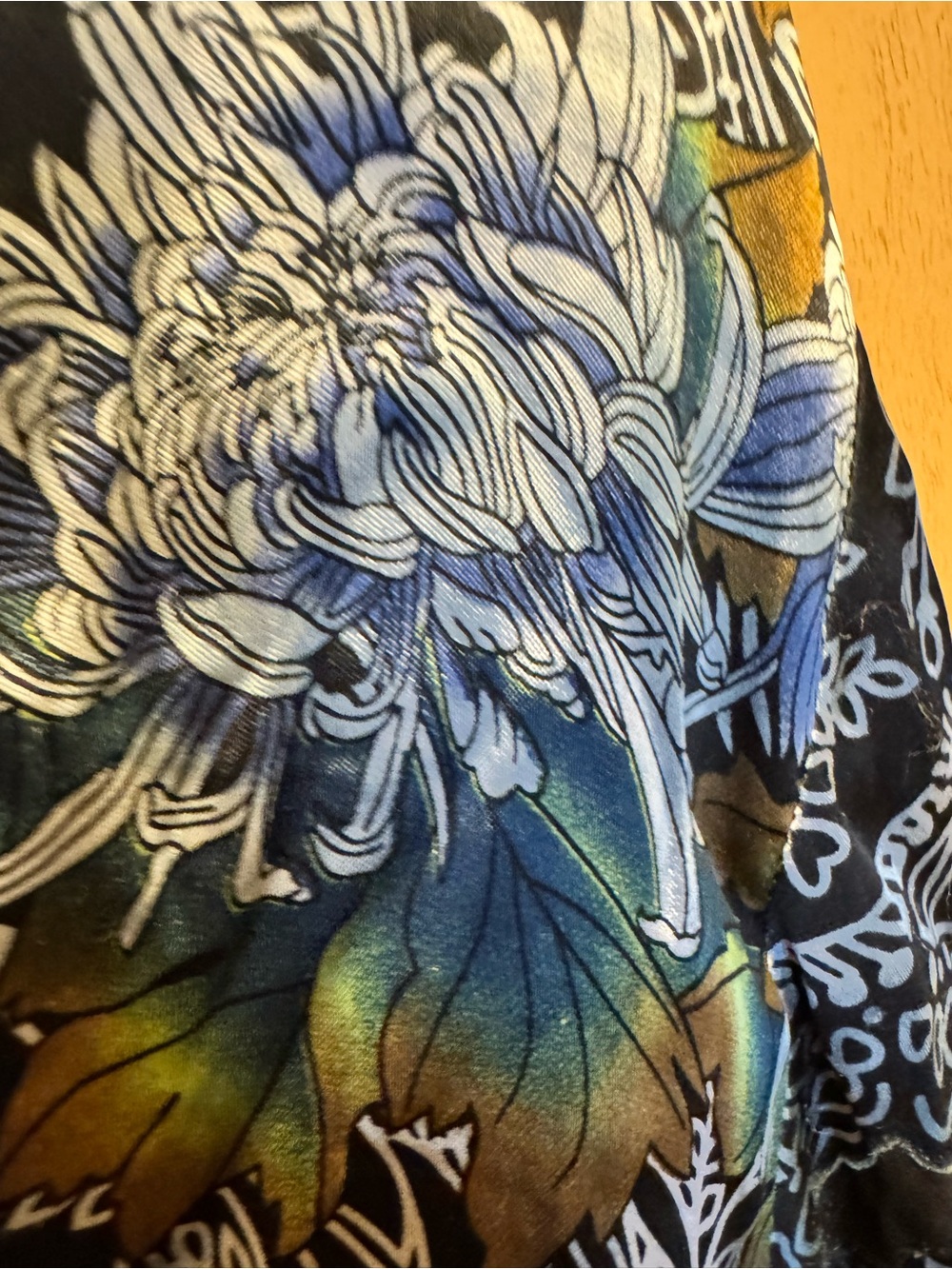 Citron Los Angeles 100% Silk Women's Floral Asian Lace-Print Sheer Blouse 2X - Picture 7 of 10